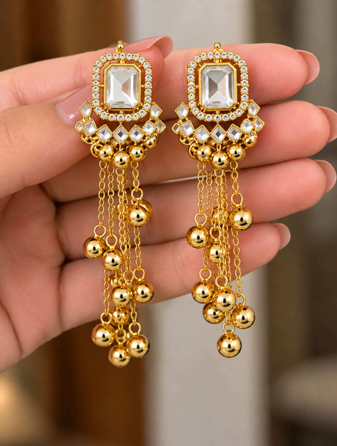 Ornate Gold Chandelier Earrings